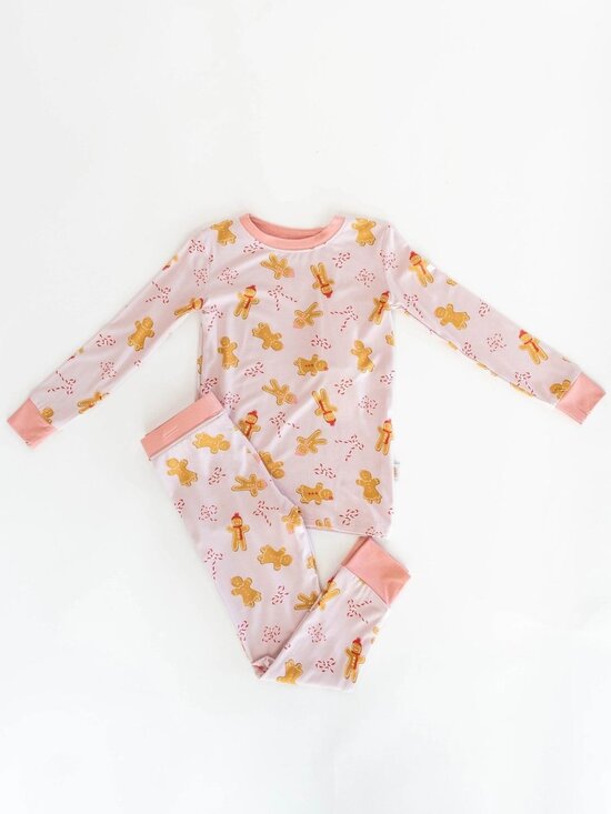 Toast + Jams Other - Toast + Jams Bamboo Pajamas 2T | Pink Gingerbread 2-Piece Set